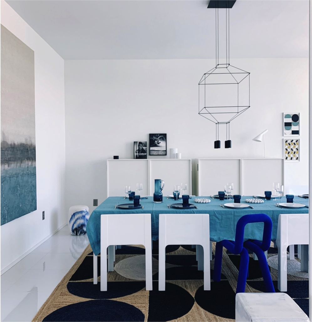 studio pierre eric leger projet floride salle a manger contemporaine tout doit etre blanc et bleu