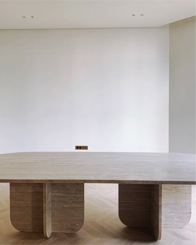 studio pierre éric léger projet jardin du luxembourg table sur mesure salle a manger travertin