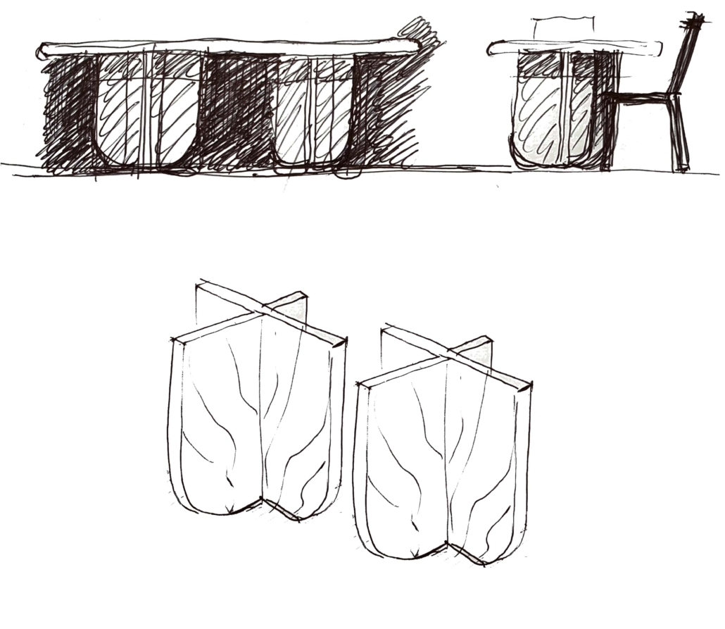 studio pierre éric léger projet jardin du luxembourg table sur mesure salle a manger croquis dessin