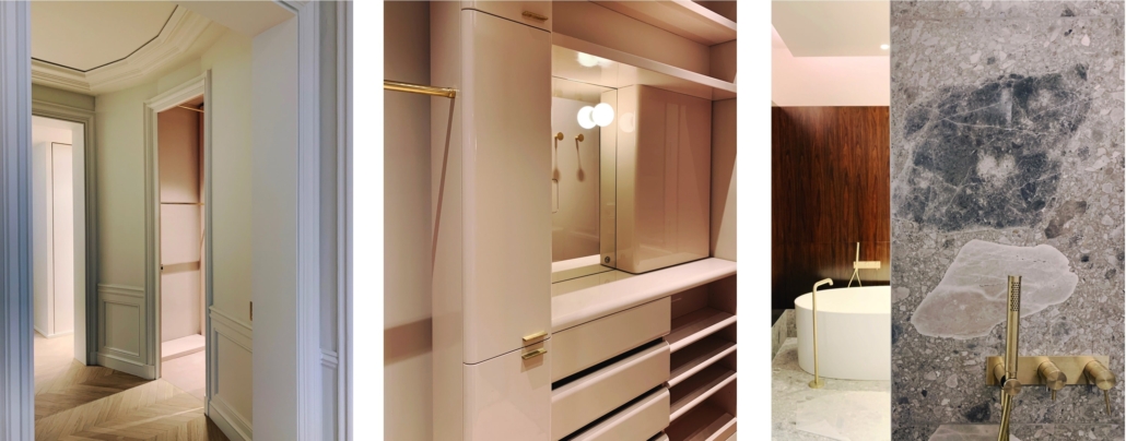 studio pierre éric léger projet jardin du luxembourg chambre master salle bain ceppo di gre dressing rose contemporain